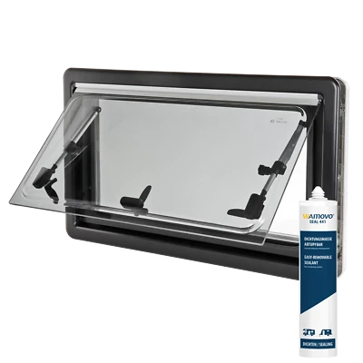 Ausstellfenster 90x45 Seitenfenster + Fliegengitter Verdunklungsrollo Dichtstoff - Bild 1 von 4