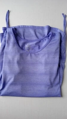 MADE for LIFE  Women's LG Purple Short Sleeve Shirt Striped Cinch Sides - Image 1 of 4