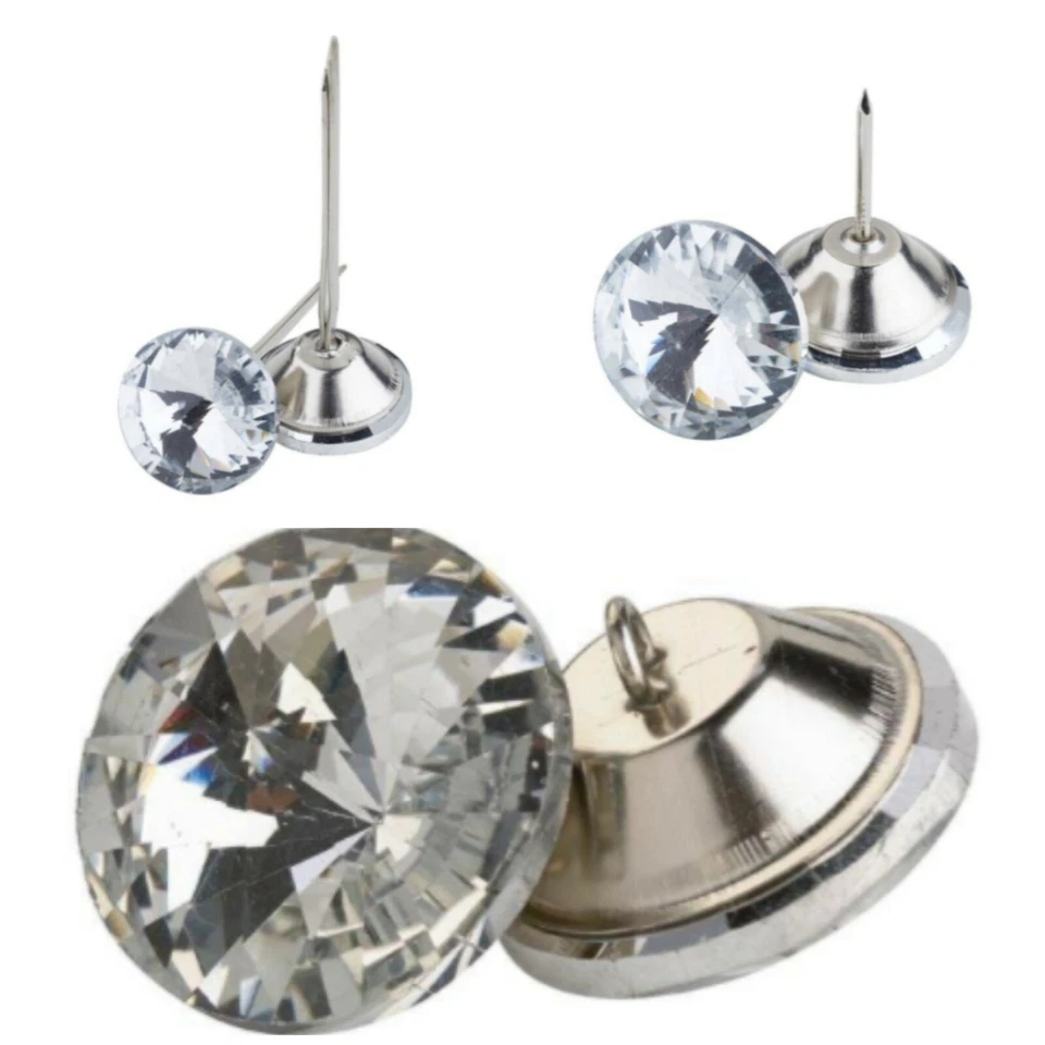 20mm Clear Glass Crystal Upholstery Button - Shank, Nail or Prong Back - Image 1 of 1