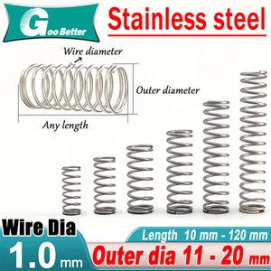 10-120mm Compression Spring Pressure Small Spring A2 Stainles Steel Wire Dia 1mm - Picture 1 of 28