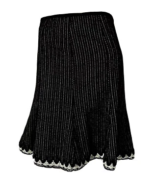 TIBI STRIPED WOOL BLED LACE TRIM A-LINE SKIRT SIZE 4 - Image 1 of 4