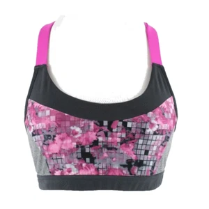 Free Motion Sz M Gray Magenta Racerback Polyester Spandex Bra - Picture 1 of 5