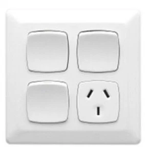 Clipsal PRESTIGE P2000 SINGLE SWITCHED POWER OUTLET 10A 3Pin 2xExt. Switch WHITE - Picture 1 of 1