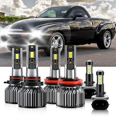 6LED Headlight High Low Beam +Fog Light Bulb 26000LM For Chevrolet SSR 2003-2006 - Изображение 1 из 4
