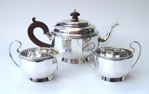 1928 SOLID STERLING SILVER 3-PIECE TEA SET MAPPIN & WEBB - Picture 1 of 24