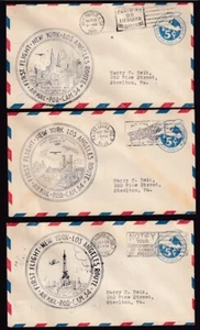THREE #UC1 COVERS 1ST AIR MAIL FLIGHT NEW YORK TO LOS ANGELES 1930  - Picture 1 of 2
