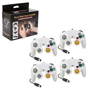 4 Pcs. 6 ft. White Classic Rumble Wired Joypad for Wii GameCube Console (Hexir)