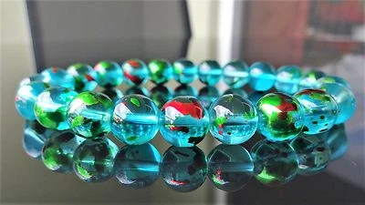 Pulsera de cuentas de piedras preciosas Aqua Splash para hombre elástica 10 mm - 8" pulgadas multicolor Foto 1 de 4