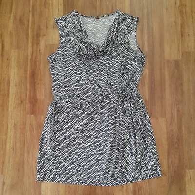 DANA BUCHMAN 2X Ruched Sleeveless Wrap Dress Blue and White Dots Career - Image 1 of 4