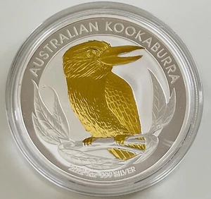 2012 Australia Kookaburra 1 Oz .999 Pure Silver Coin, Gold Gilded  - Picture 1 of 2