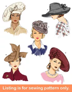 SEWING PATTERN Sew Womens Hats Retro Vintage 20s 30s 40s Costume Wide Brim 9834 - Picture 1 of 3