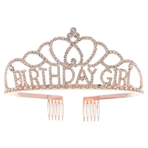 Birthday Girl Tiara Party Crown Rose Gold Accessories (Tiara) - Picture 1 of 3