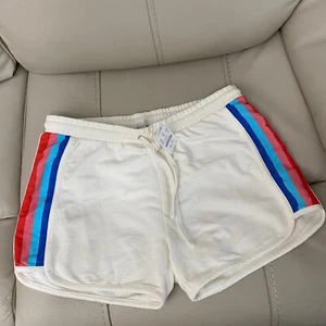 J. Crew Damen Shorts Gr. M weiß Seitenstreifen Gummibund Freizeit Baumwolle NEU - Bild 1 von 6