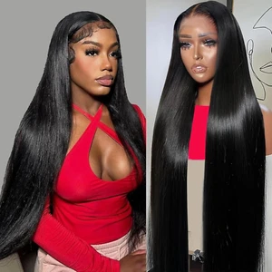 28 Inch 13X4 Lace Front Wigs Human Hair Straight HD Transparent Human Hair Wigs - Picture 1 of 12