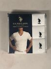 NEW U.S. Polo Assn Men's 3 Pack V Neck T-Shirts Tee Black White S, M, L, XL