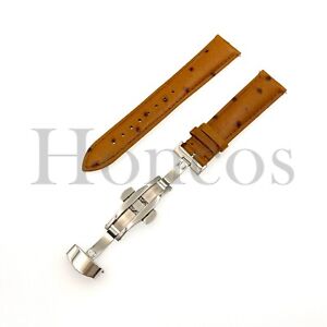 18-22MM Ostrich Leather Watch Band Strap with Quick Release Pins Butterfly Clasp