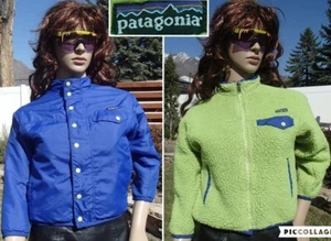 vtg reversible PATAGONIA sherpa fleece nylon jacket GLISSADE RETRO X kids 7 8 SM - Picture 1 of 21
