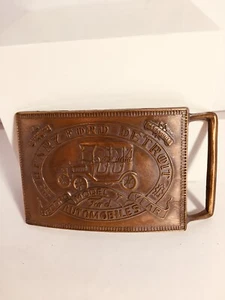 Vintage Belt Buckle Henry Ford Detroit Record Year Model T Automobiles A-2 - Picture 1 of 3