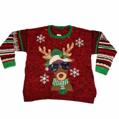 United States Sweaters Holiday Size 1X Reindeer Ugly Christmas Sweater NWT - Image 1 of 4