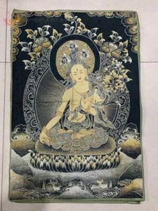 36" Tibet Tibetan Cloth Silk Buddhism Tara Guanyin Kwan-yin Tangka Thangka Mural - Picture 1 of 6