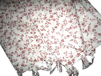 IKEA Hassleklocka RED & WHITE floral (2) tie-top UNLINED DRAPERY PANELS 57 X 98 - Image 1 of 4