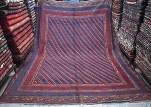 Alfombra Mushvani persa afgana vintage azul 7x10 alfombra de lana oriental hecha a mano - Imagen 1 de 12