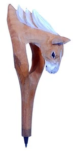 Handgeschnitzt Holz Holz Pferd Ring Stift Kugelschreiber Tinte Tier handgefertigt 164 - Bild 1 von 12