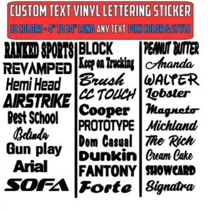 Custom Text Vinyl Lettering Sticker Decal Personalized -ANY TEXT - ANY NAME - [2 - Picture 1 of 3