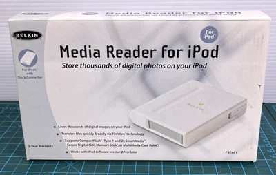 Belkin Media Reader For iPod Photo Storage USB Dock Connector Model F8E461 New - Image 1 of 4