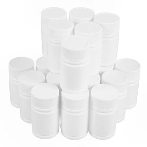 20 Pcs White 20 ml Plastic Bottles Screw Cap for Tablet Pill Storage Travel - Picture 1 of 12