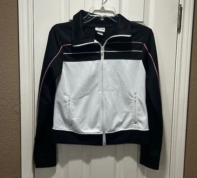 Chaqueta De Colección Miken Track Y2K Deportiva Cremallera Bloque de Color Negro Blanco Mujer (Jr) Med Foto 1 de 4
