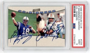 1998 Topps Stadium Club Peyton Manning Dan Marino Dual On Card Auto ROOKIE PSA 9 - Picture 1 of 2