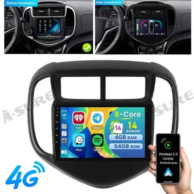8-Core 4+64GB For 2017-2020 Chevrolet Aveo Sonic Carplay Stereo Radio Android 14 - Image 1 of 4