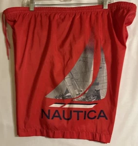 Vintage Herren NAUTICA Mesh gefütterte Badehose Shorts Large rot weiß marineblau Segeln - Bild 1 von 4