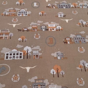 Riley Blake Fabric Saddle Up Western Icons Town Horses 1 yd Cotton 2012 - Picture 1 of 10
