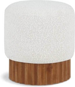 22047Cream Veranda Collection Mid-Century Modern Ottoman/Stool with Rich Cream B - Picture 1 of 7