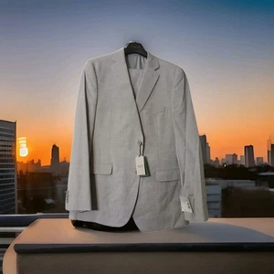 Tuta slim fit Alfani grigio chiaro nuova con etichetta per giacca da viaggio 42 L pantaloni 34/32 - Foto 1 di 13