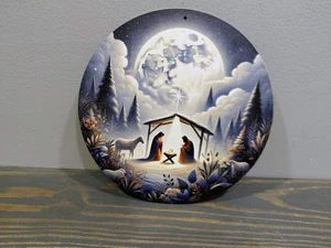 Christliche Krippe 8 x 8 Zoll Blechschild - Bild 1 von 5