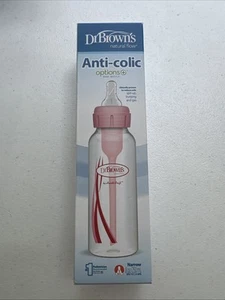 Dr. Brown's Natural Flow Options+ Anti-Colic Narrow 8 Oz. Pink Baby Bottle New - Picture 1 of 5