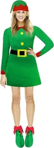 Adult Christmas Elf Fancy Dress Costume for Women, Festive Santa's Little Helper - Picture 1 of 5