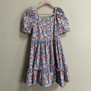 Janie And Jack Girl's White Floral Puff Sleeve Dress Size 6 - Picture 1 of 13