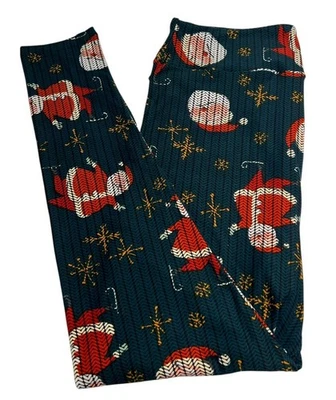 LuLaRoe Leggings TC2 Tall Curvy 2 CHRISTMAS Knit Colorful SANTA Winter Sweater - Image 1 of 4