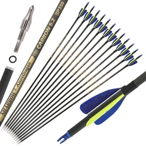 30" Pure Carbon Arrow SP300-600 2" Feather Archery Recurve Compound Bow Hunting - Picture 1 of 9