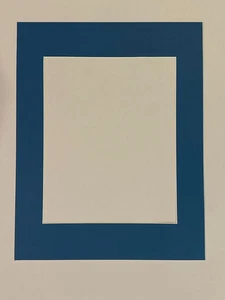 Blue 11x14 Mat for 8x10 Photo – White Core 45° Bevel Cut, Ready for Framing - Picture 1 of 2