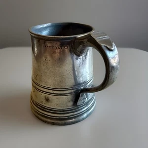Antique English Pewter 1/2 Pint Ale Mug/Tankard, James Yates C1890 - Foto 1 di 10