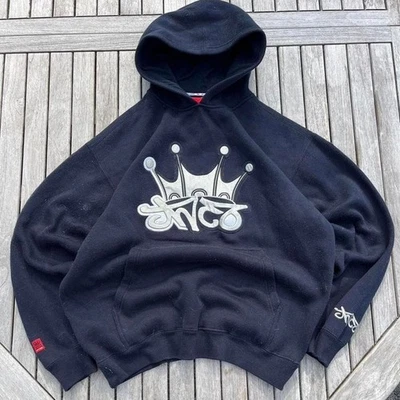 Sudadera con capucha vintage Y2K JNCO negra y plateada Foto 1 de 4