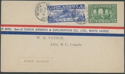 1928 CANADA-AIR POST, YUKON AIRWAYS 1-Й ПОЛЕТ КРЫШКА БЕЛЫЙ HORSE-ATLIN, U. #CL42 - Изображение 1 из 2