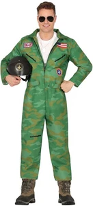 Reizvoller Kampfpilot Karneval Kostüm Herren Sexy Kampf Jet Pilot Overall  grün - Bild 1 von 6
