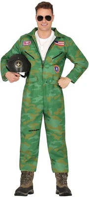 Reizvoller Kampfpilot Karneval Kostüm Herren Sexy Kampf Jet Pilot Overall  grün - Bild 1 von 4
