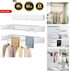 Laundry Drying Rack Wall Mount Folding Clothes Dryer 39 Inches Wide 19 Feet - Picture 1 of 9